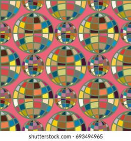 Abstract seamless pattern with Earth globes. Tile Pattern for Your Web Design. Colorful abstract seamless background with Earth globe