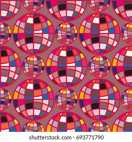 Abstract seamless pattern with Earth globes. Tile Pattern for Your Web Design. Colorful abstract seamless background with Earth globe