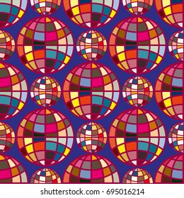 Abstract seamless pattern with Earth globes. Tile Pattern for Your Web Design. Colorful abstract seamless background with Earth globe