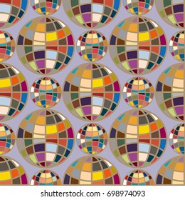 Abstract seamless pattern with Earth globes. Tile Pattern for Your Web Design. Colorful abstract seamless background with Earth globe