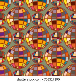 Abstract seamless pattern with Earth globes. Tile Pattern for Your Web Design. Colorful abstract seamless background with Earth globe