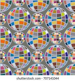 Abstract seamless pattern with Earth globes. Tile Pattern for Your Web Design. Colorful abstract seamless background with Earth globe