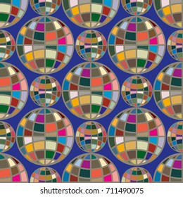 Abstract seamless pattern with Earth globes. Tile Pattern for Your Web Design. Colorful abstract seamless background with Earth globe