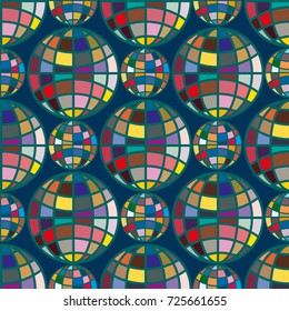Abstract seamless pattern with Earth globes. Tile Pattern for Your Web Design. Colorful abstract seamless background with Earth globe