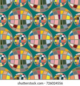 Abstract seamless pattern with Earth globes. Tile Pattern for Your Web Design. Colorful abstract seamless background with Earth globe