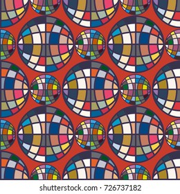 Abstract seamless pattern with Earth globes. Tile Pattern for Your Web Design. Colorful abstract seamless background with Earth globe
