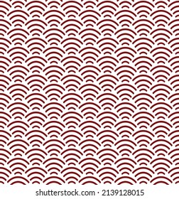 Abstract seamless pattern in eastern asian style. Japanese wave dark red ornament on white background. Simple geometric texture for AAPI heritage month.