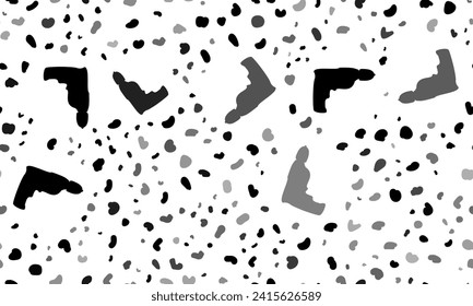 Resumen de un patrón sin fisuras con símbolos de perforación eléctrica. Fondo creativo de leopardo. Ilustración del vector sobre fondo blanco