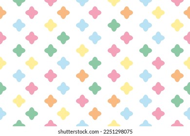 Abstract seamless pattern of elegant geometric multi-colored shapes in pastel colors. Cute polka dot seamless print