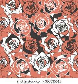 Abstract seamless pattern with elegant roses. Floral template can be used for design fabric, linen, tile, wallpaper, paper and more creative ideas. Vector image.