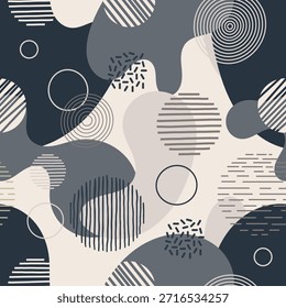 Abstractas patrón sin fisuras. Elementos ilustraciones coloridas. Al estilo de Memphis. Fondo. diseño para material impreso, telas, Fondo de pantalla, papel. Ilustración vectorial