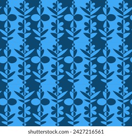 Abstract seamless pattern with elements of floral ornament and with double symmetry