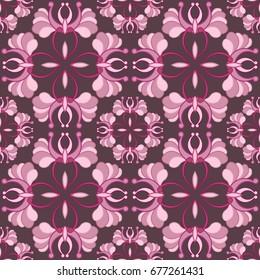 Abstract seamless pattern with elements of floral ornament from Asia - flowers of lotus  