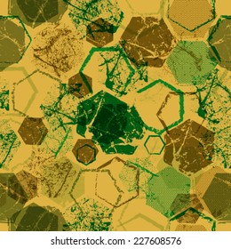 Abstract Seamless Pattern with elements in Hexagon Form