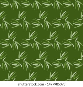 Abstract seamless pattern with elements of plant ornament and with leaves of bamboo