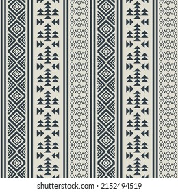 Resumen de un patrón impecable con ornamento étnico azteca. Rhombus negro, rayas y patrón geométrico triangular sobre fondo beige.