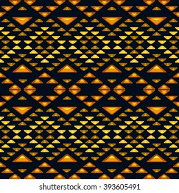Abstract seamless pattern with ethnic aztec ornament. Boho chic style wallpaper. Gemstones imitation.