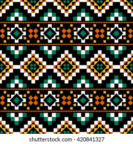 Abstract seamless pattern with ethnic aztec ornament. Boho design. Aztec pattern. Folk stylized print template for paper and fabric. Summer fashion.