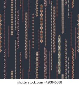 Abstract seamless pattern with ethnic aztec ornament. Boho design. Aztec pattern. Folk stylized print template for paper and fabric. Summer fashion.