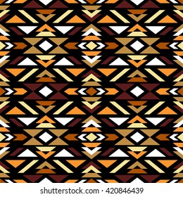 Abstract seamless pattern with ethnic aztec ornament. Boho design. Aztec pattern. Folk stylized print template for paper and fabric. Summer fashion.