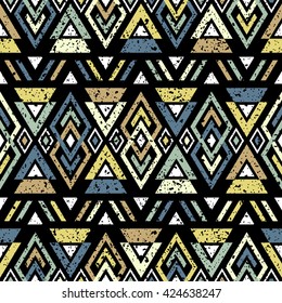 Abstract seamless pattern with ethnic aztec ornament. Boho design. Aztec pattern. Folk stylized print template for paper and fabric. Summer fashion.