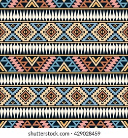 Abstract seamless pattern with ethnic aztec motives. Boho design. Tribal pattern. Folk stylized print template for textile and paper. Summer fashion.