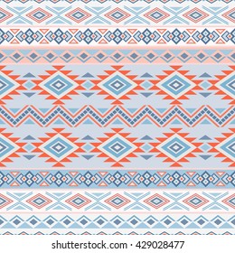 Abstract seamless pattern with ethnic aztec motives. Boho design. Tribal pattern. Folk stylized print template for paper and fabric. Summer fashion.