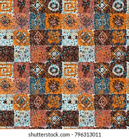 Abstract seamless pattern. Ethnic background. Grunge texture