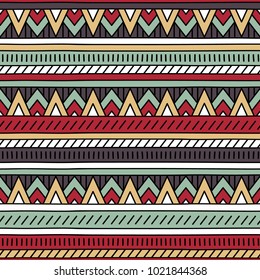 Abstract seamless pattern with ethnic motives.Geometric vector seamless pattern. Hand drawn abstract background.