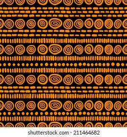 Abstract seamless pattern in ethnic style.  The structure of traditional forms, circles and sticks, vector.