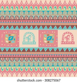 Abstract seamless pattern in ethnic style, tribal vector background