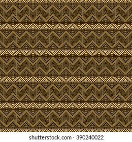 Abstract seamless pattern in ethnic style. Aztec wallpaper in brown shades.