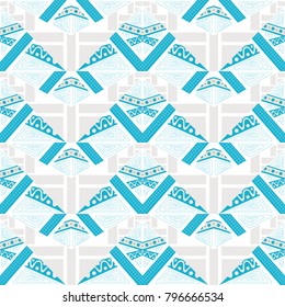 Abstract seamless pattern in ethnic style. Movement of geometric forms. Texture layer.