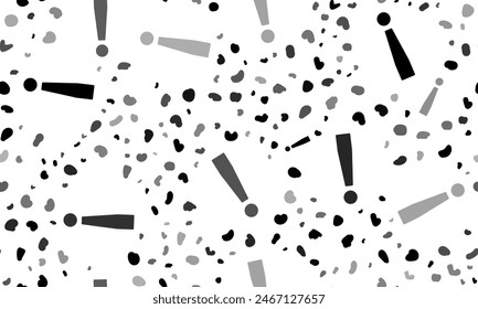 Abstract seamless pattern with exclamation symbols. Creative leopard backdrop. Vector illustration on white background