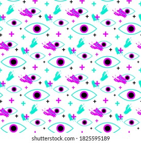 Abstract seamless pattern with eyes 
