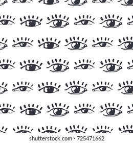 Abstract seamless pattern of eyes. Image for a poster or cover. Repeating texture. Figure for textiles.