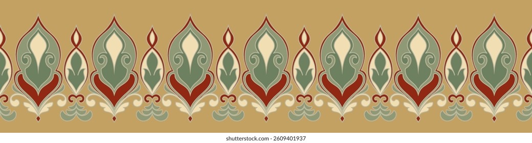 Abstract seamless pattern, fabric border pattern, ethnic tribal border