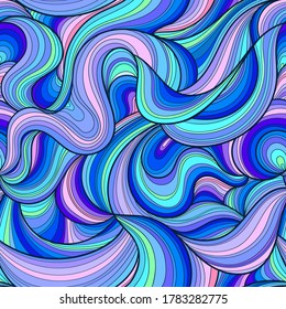 Abstract seamless pattern. Fantastic waves. For the design of backgrounds, wallpapers, fabrics. wrapping paper and so on. Vector