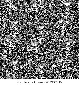 abstract seamless pattern with fantasy flowers, vector