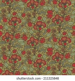 abstract seamless pattern with fantasy flowers, vector