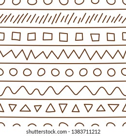 Abstract seamless pattern. Fashion design. Doodle vector template. Old ornament. Retro style. Sketch