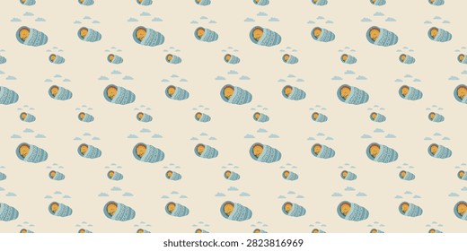 abstract seamless pattern featuring multicolor curved shapes on a beige background with organic design elements for contemporary textile and wallpaper use