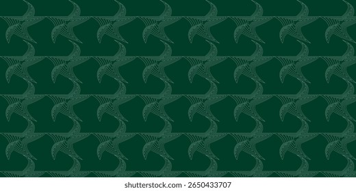 Abstract seamless pattern featuring repetitive wave-like or fluid shapes in a vibrant teal or greenish-blue hue. This modern and dynamic background