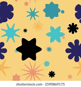 Abstract Seamless Pattern Featuring Various Abstract Geometric Shapes