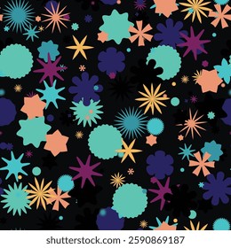 Abstract Seamless Pattern Featuring Various Abstract Geometric Shapes