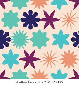 Abstract Seamless Pattern Featuring Various Abstract Geometric Shapes
