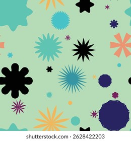 Abstract Seamless Pattern Featuring Various Abstract Geometric Shapes