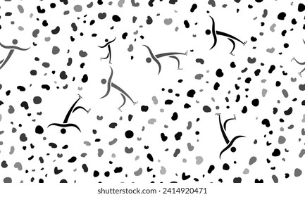 Abstract seamless pattern with figure skating symbols. Creative leopard backdrop. Vector illustration on white background
