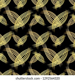 Abstract seamless pattern. The figures of leaves, petals of strips of scratches. Vector illustration.