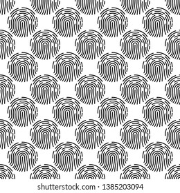 Abstract seamless pattern with fingerprint, biometric identification symbol
